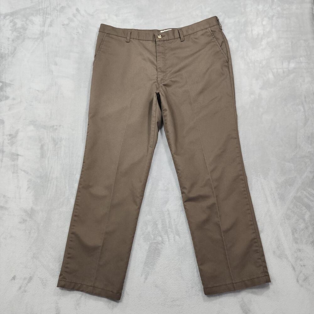 Lee Pants Mens 40x32 Brown Total Freedom Regular Fit Chino Khakis Office